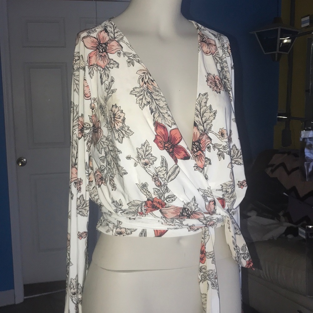 Floral wrap top